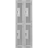 Clean Line Lockers, 2 -tier, Bank of 2, 24" x 15" x 72", Steel, Grey, Rivet (Assembled), Perforated Cantin et fils