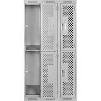 Clean Line Lockers, 2 -tier, Bank of 3, 36" x 15" x 72", Steel, Grey, Rivet (Assembled), Perforated Cantin et fils