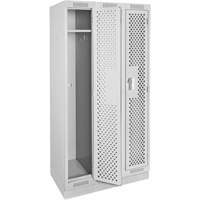 Clean Line Lockers, Bank of 3, 36" x 15" x 76", Steel, Grey, Rivet (Assembled), Perforated Cantin et fils