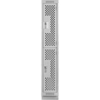 Clean Line Lockers, 2 -tier, 12" x 18" x 76", Steel, Grey, Rivet (Assembled), Perforated Cantin et fils