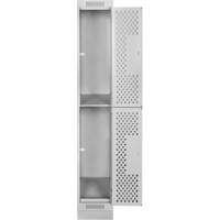 Clean Line Lockers, 2 -tier, 12" x 18" x 76", Steel, Grey, Rivet (Assembled), Perforated Cantin et fils