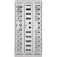 Clean Line Lockers, Bank of 3, 36" x 12" x 82", Steel, Grey, Rivet (Assembled), Perforated Cantin et fils