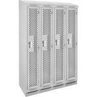 Clean Line Lockers, Bank of 4, 48" x 12" x 82", Steel, Grey, Rivet (Assembled), Perforated Cantin et fils
