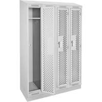 Clean Line Lockers, Bank of 4, 48" x 12" x 82", Steel, Grey, Rivet (Assembled), Perforated Cantin et fils