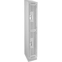 Clean Line Lockers, 2 -tier, 12" x 12" x 82", Steel, Grey, Rivet (Assembled), Perforated Cantin et fils