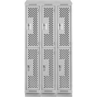 Clean Line Lockers, 2 -tier, Bank of 3, 36" x 15" x 82", Steel, Grey, Rivet (Assembled), Perforated Cantin et fils
