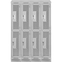 Clean Line Lockers, 2 -tier, Bank of 4, 48" x 15" x 82", Steel, Grey, Rivet (Assembled), Perforated Cantin et fils