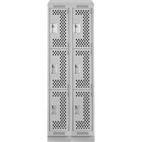 Casiers Clean Line, 3 niveaux, Bloc de 2, 24" x 18" x 82", Acier, Gris, Rivet (assembl&eacute;), Perfor&eacute; Cantin et fils