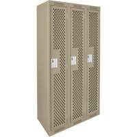 Clean Line Lockers, Bank of 3, 36" x 12" x 72", Steel, Beige, Rivet (Assembled), Perforated Cantin et fils