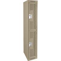 Casiers Clean Line, 2 niveaux, 12" x 15" x 72", Acier, Beige, Rivet (assembl&eacute;), Perfor&eacute; Cantin et fils