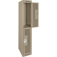 Casiers Clean Line, 2 niveaux, 12" x 15" x 72", Acier, Beige, Rivet (assembl&eacute;), Perfor&eacute; Cantin et fils