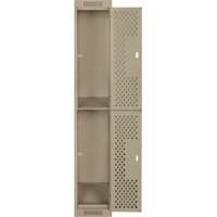 Casiers Clean Line, 2 niveaux, 12" x 15" x 72", Acier, Beige, Rivet (assembl&eacute;), Perfor&eacute; Cantin et fils