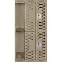 Clean Line Lockers, 2 -tier, Bank of 3, 36" x 15" x 72", Steel, Beige, Rivet (Assembled), Perforated Cantin et fils