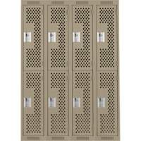 Casiers Clean Line, 2 niveaux, Bloc de 4, 48" x 15" x 72", Acier, Beige, Rivet (assembl&eacute;), Perfor&eacute; Cantin et fils