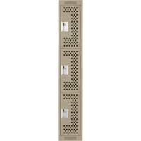 Clean Line Lockers, 3 -tier, 12" x 12" x 72", Steel, Beige, Rivet (Assembled), Perforated Cantin et fils