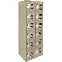 Assembled Lockerettes Clean Line Perforated Economy Lockers, 6 -tier, Bank of 2, 18" x 72" x 12", Steel Cantin et fils