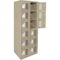 Assembled Lockerettes Clean Line Perforated Economy Lockers, 6 -tier, Bank of 2, 18" x 72" x 12", Steel Cantin et fils