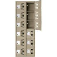 Assembled Lockerettes Clean Line Perforated Economy Lockers, 6 -tier, Bank of 2, 18" x 72" x 12", Steel Cantin et fils