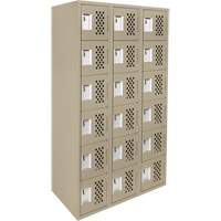 Assembled Lockerettes Clean Line Perforated Economy Lockers, 6 -tier, Bank of 3, 18" x 72" x 12", Steel Cantin et fils