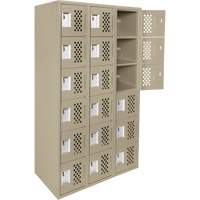 Assembled Lockerettes Clean Line Perforated Economy Lockers, 6 -tier, Bank of 3, 18" x 72" x 12", Steel Cantin et fils