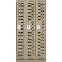 Clean Line Lockers, Bank of 3, 36" x 15" x 76", Steel, Beige, Rivet (Assembled), Perforated Cantin et fils