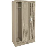 Clean Line Lockers, Bank of 3, 36" x 15" x 76", Steel, Beige, Rivet (Assembled), Perforated Cantin et fils