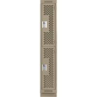 Clean Line Lockers, 2 -tier, 12" x 12" x 76", Steel, Beige, Rivet (Assembled), Perforated Cantin et fils