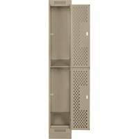 Clean Line Lockers, 2 -tier, 12" x 12" x 76", Steel, Beige, Rivet (Assembled), Perforated Cantin et fils