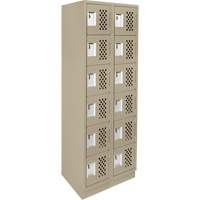 Assembled Lockerettes Clean Line Perforated Economy Lockers, 6 -tier, Bank of 2, 18" x 72" x 12", Steel Cantin et fils