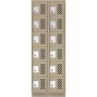 Assembled Lockerettes Clean Line Perforated Economy Lockers, 6 -tier, Bank of 2, 18" x 72" x 12", Steel Cantin et fils
