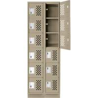Assembled Lockerettes Clean Line Perforated Economy Lockers, 6 -tier, Bank of 2, 18" x 72" x 12", Steel Cantin et fils