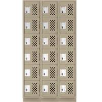Assembled Lockerettes Clean Line Perforated Economy Lockers, 6 -tier, Bank of 3, 18" x 72" x 12", Steel Cantin et fils