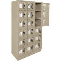 Assembled Lockerettes Clean Line Perforated Economy Lockers, 6 -tier, Bank of 3, 18" x 72" x 12", Steel Cantin et fils