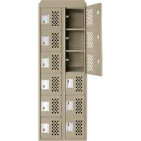 Petit casier perfor&eacute; Clean-Line, 6 niveaux, Bloc de 2, 12" x 72" x 12", Acier Cantin et fils