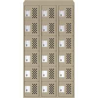 Clean-Line Perforated Lockerette, 6 -tier, Bank of 3, 12" x 72" x 12", Steel Cantin et fils