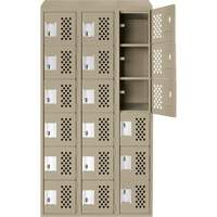 Clean-Line Perforated Lockerette, 6 -tier, Bank of 3, 12" x 72" x 12", Steel Cantin et fils