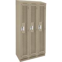 Clean Line Lockers, Bank of 3, 36" x 12" x 82", Steel, Beige, Rivet (Assembled), Perforated Cantin et fils