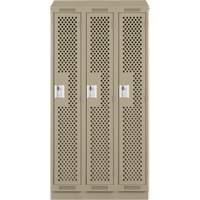 Clean Line Lockers, Bank of 3, 36" x 12" x 82", Steel, Beige, Rivet (Assembled), Perforated Cantin et fils