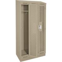 Clean Line Lockers, Bank of 3, 36" x 12" x 82", Steel, Beige, Rivet (Assembled), Perforated Cantin et fils