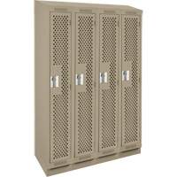 Clean Line Lockers, Bank of 4, 48" x 12" x 82", Steel, Beige, Rivet (Assembled), Perforated Cantin et fils