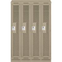 Clean Line Lockers, Bank of 4, 48" x 12" x 82", Steel, Beige, Rivet (Assembled), Perforated Cantin et fils