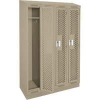 Clean Line Lockers, Bank of 4, 48" x 12" x 82", Steel, Beige, Rivet (Assembled), Perforated Cantin et fils