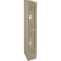 Clean Line Lockers, 2 -tier, 12" x 15" x 82", Steel, Beige, Rivet (Assembled), Perforated Cantin et fils