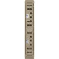 Clean Line Lockers, 2 -tier, 12" x 15" x 82", Steel, Beige, Rivet (Assembled), Perforated Cantin et fils