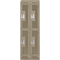 Clean Line Lockers, 2 -tier, Bank of 2, 24" x 15" x 82", Steel, Beige, Rivet (Assembled), Perforated Cantin et fils