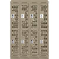 Clean Line Lockers, 2 -tier, Bank of 4, 48" x 15" x 82", Steel, Beige, Rivet (Assembled), Perforated Cantin et fils