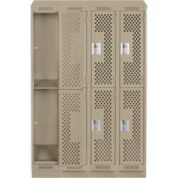 Clean Line Lockers, 2 -tier, Bank of 4, 48" x 15" x 82", Steel, Beige, Rivet (Assembled), Perforated Cantin et fils