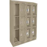Clean Line Lockers, 3 -tier, Bank of 4, 48" x 18" x 82", Steel, Beige, Rivet (Assembled), Perforated Cantin et fils