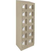 Assembled Lockerettes Clean Line Perforated Economy Lockers, 6 -tier, Bank of 2, 18" x 72" x 12", Steel Cantin et fils