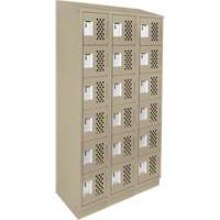 Assembled Lockerettes Clean Line Perforated Economy Lockers, 6 -tier, Bank of 3, 18" x 72" x 12", Steel Cantin et fils